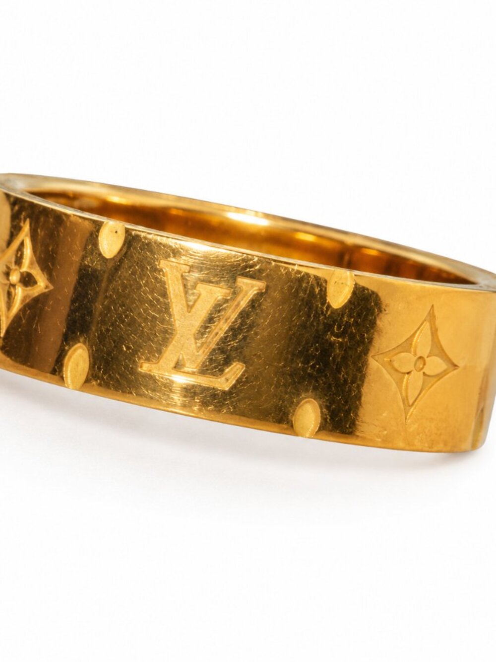 Louis Vuitton Gold Monogram Band Ring - vsf - Size 6